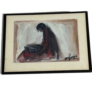 Vintage Sears Robuck Ted Degrazia Laminated Picture Plaque "Papago Basket Maker"